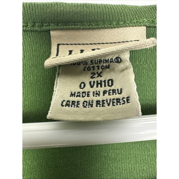 L.L. Bean Green Basic 100% Supima Cotton Long Sleeve Shirt Womens Size 2X - Picture 3 of 7